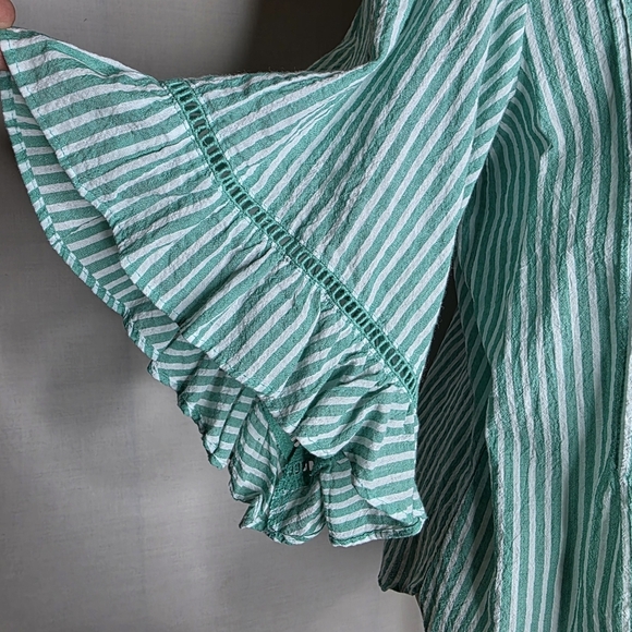 Lauren Conrad Womens Green White Striped Blouse Size Small - Picture 3 of 7